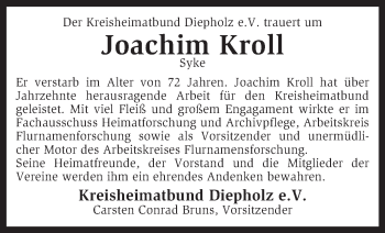 Todesanzeige von Joachiom Kroll von KRZ