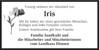 Todesanzeige von Iris Herrmann von KRZ