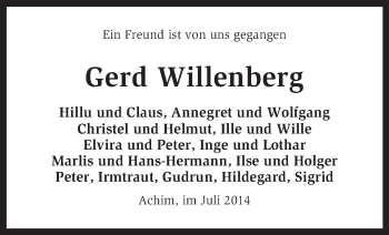 Todesanzeige von Gerd Willenberg von KRZ