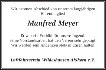 Todesanzeige von Manfred Meyer von KRZ