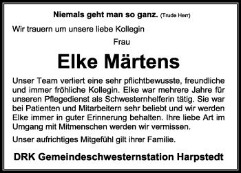 Todesanzeige von Elke Märtens von KRZ