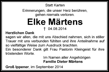 Todesanzeige von Elke Märtens von KRZ