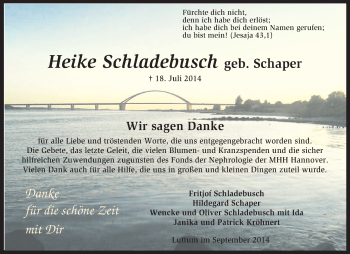Todesanzeige von Heike Schladebusch von KRZ