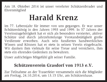 Todesanzeige von Harald Krenz von KRZ