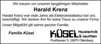 Todesanzeige von Harald Krenz von KRZ