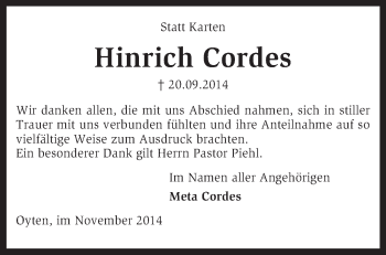 Todesanzeige von Friedel Dohle von KRZ