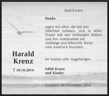 Todesanzeige von Harald Krenz von KRZ