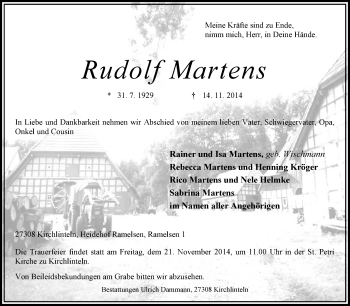 Todesanzeige von Rudolf Martens von KRZ