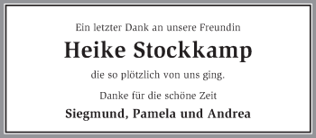 Todesanzeige von Heike Stockkamp von KRZ