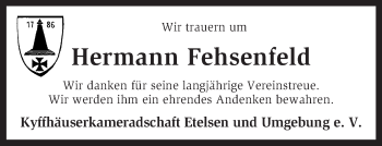 Todesanzeige von Hermann Fehsenfeld von KRZ
