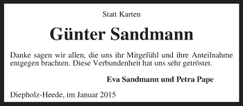 Todesanzeige von Günter Sandmann von KRZ