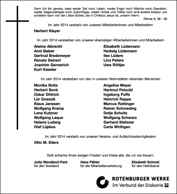 Todesanzeige von In Gedenken an 17.01.2015 von KRZ