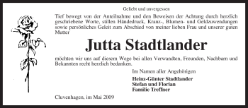 Todesanzeige von Jutta Stadtlander von KREISZEITUNG SYKE
