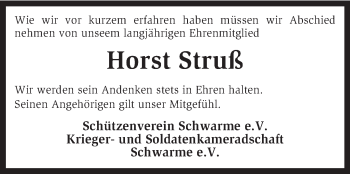 Todesanzeige von Horst Struß von KRZ