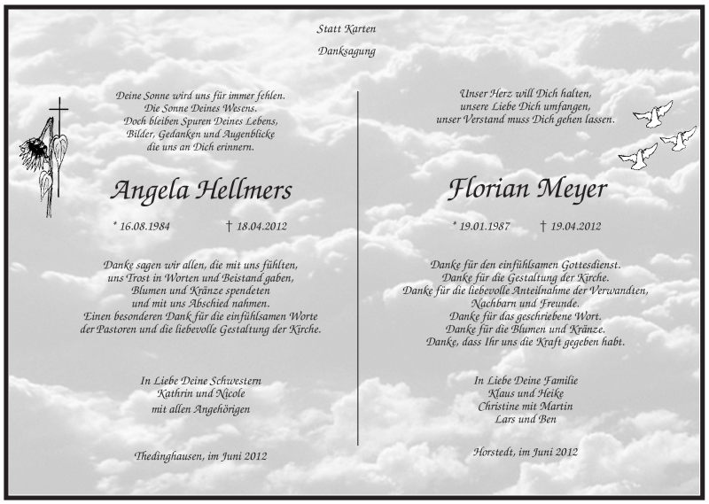  Traueranzeige für Angela Hellmers vom 09.06.2012 aus KREISZEITUNG SYKE