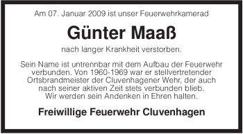 Todesanzeige von Günter Maaß von KREISZEITUNG SYKE