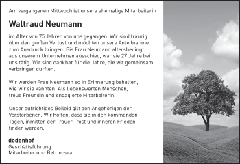 Todesanzeige von Waltraud Neumann von KRZ