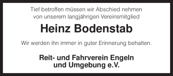 Todesanzeige von Heinz Bodenstab von KREISZEITUNG SYKE