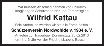 Todesanzeige von Wilfrid Kattau von KREISZEITUNG SYKE