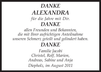 Todesanzeige von Alexandra Unbekannt von KREISZEITUNG SYKE