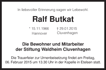 Todesanzeige von Ralf Butkat von KRZ