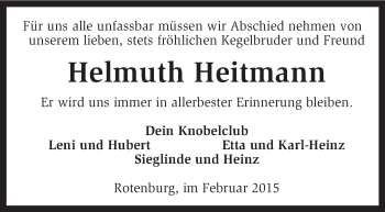 Todesanzeige von Helmuth Heitmann von KRZ