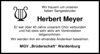 Todesanzeige von Herbert Meyer 