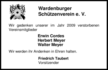 Todesanzeige von Herbert Meyer von KREISZEITUNG SYKE