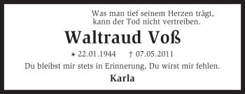 Todesanzeige von Waltraud Voß von KREISZEITUNG SYKE