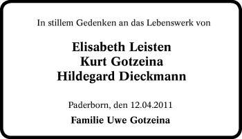 Todesanzeige von Hildegard Dieckmann 