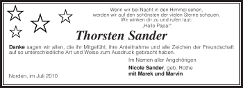 Todesanzeige von Thorsten Sander von KREISZEITUNG SYKE