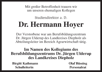 Todesanzeige von Hermann Hoyer von KRZ