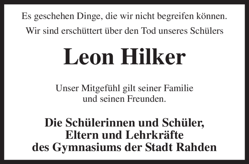  Traueranzeige für Leon Hilker vom 27.03.2012 aus KREISZEITUNG SYKE