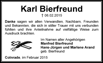 Todesanzeige von Karl Bierfreund von KRZ