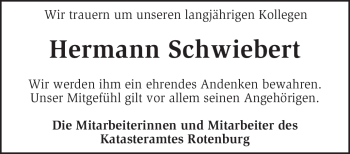 Todesanzeige von Hermann Schwiebert von KREISZEITUNG SYKE