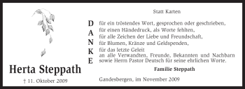 Todesanzeige von Herta Steppath von KREISZEITUNG SYKE