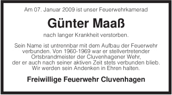 Todesanzeige von Günter Maaß von KREISZEITUNG SYKE