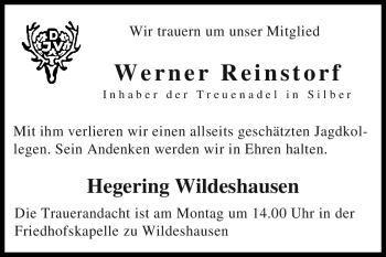Todesanzeige von Werner Reinstorf von KREISZEITUNG SYKE