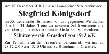 Todesanzeige von Siegfried Königsdorf von KREISZEITUNG SYKE