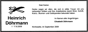 Todesanzeige von Heinrich Döhrmann von KREISZEITUNG SYKE