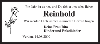 Todesanzeige von Reinhold Elke von KREISZEITUNG SYKE