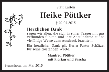 Todesanzeige von Heike Pöttker von KRZ