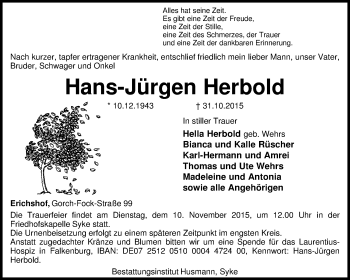 Todesanzeige von Hans-Jürgen Herbold von KRZ