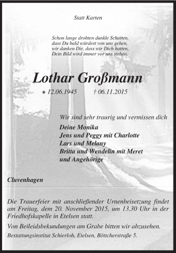 Todesanzeige von Lothar Großmann von KRZ