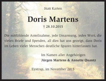 Todesanzeige von Doris Martens von KRZ