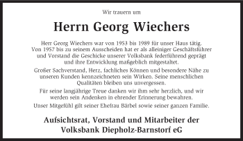 Todesanzeige von Georg Wiechers von KRZ