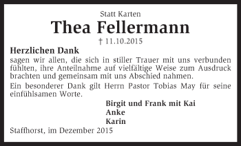 Todesanzeige von Thea Fellermann von KRZ