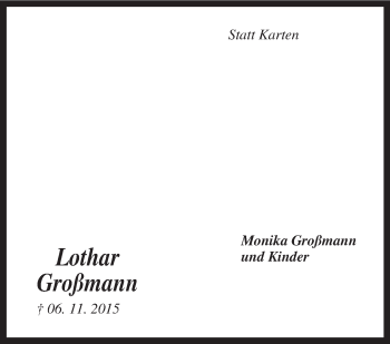 Todesanzeige von Lothar Großmann von KRZ