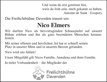 Todesanzeige von Nico Elmers von KRZ