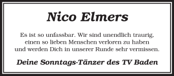 Todesanzeige von Nico Elmers von KRZ